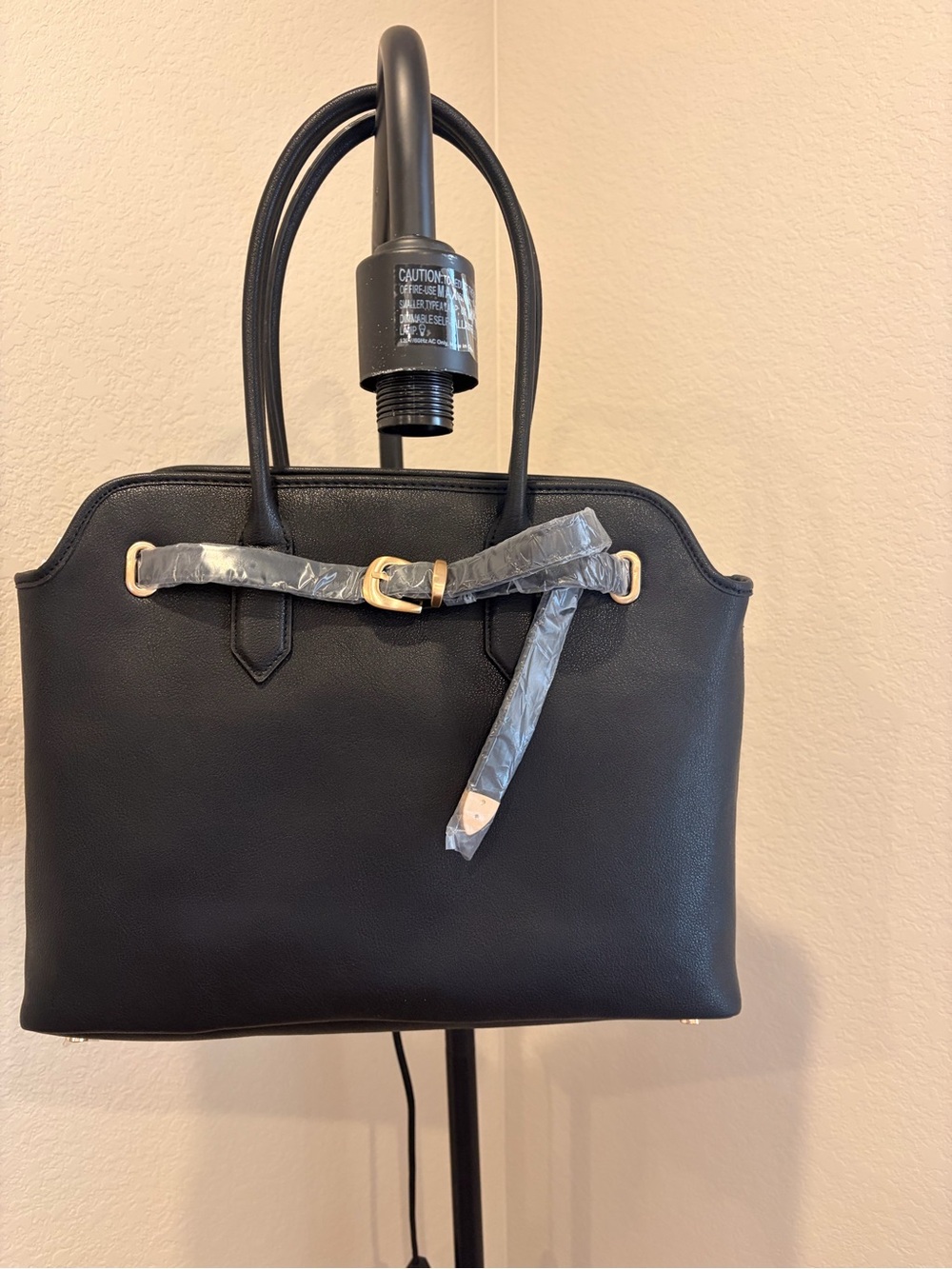 Aldo Black Pebbled Tote with Gold Hardware